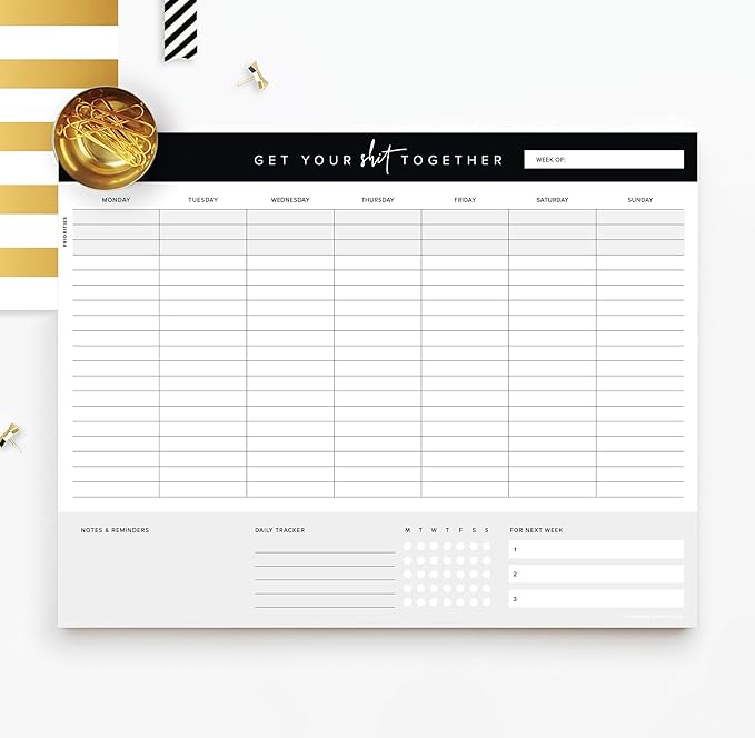 Get Your Stuff Together Weekly Work Planner - 8.5 x 11 Inch Undated Daily Planner with 52 Tear-Off Pages, Weekly To Do List Notepad for Effective Task Management, US Owned Busines