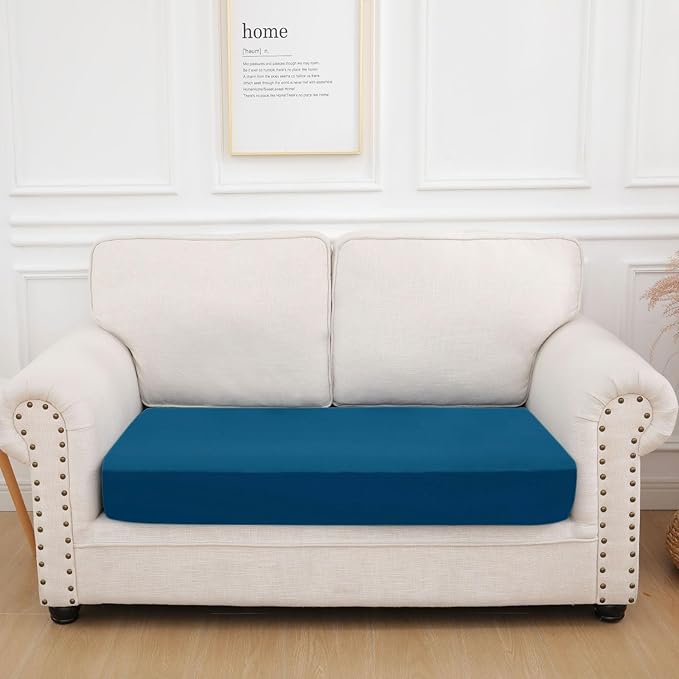 hyha Waterproof Couch Cushion Covers, Stretch Sofa Couch Seat Slipcover for Dog Washable, Non-Slip Waterproof Outdoor Cushion Covers for Patio Furniture Replacement (1 Piece for Medium, Deep Teal)