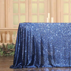 SquarePie Sequin Tablecloth 50 x 72 Inch Navy Blue Sparkly Table Linen for Wedding Party