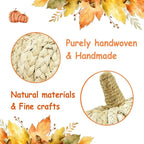 naturevibe 5.3 Inches Braided Cornhusk Pumpkin Decor Set of 4 as Centerpieces for Tables,Natural Corn Stalks Woven Pumpkins for Fall Home Decor,Thanksgiving Decorations or Autumn Harvest Gifts