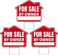 3PC For Sale By Owner Sign with Stakes, 17 Inches by 13 Inches - Double Sided Signs - Corrugated Plastic - FSBO Yard Sign for Home House Real Estate