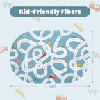 STARUIA Large Kids Playroom Rug, 4'x6' Washable Road Rug for Nursery, Non-Slip Fun Area Rugs for Kids Room, Blue Car Rugs Play Mat Soft Baby Carpet for Boys Girls Dorm Toy Room Tent