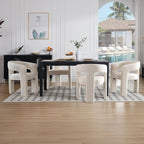 White Chenille Dining Chairs Set of 2, Modern Barrel Dining Room Chairs Upholstered Accent Chair with Arms and Round Back for Living Room Kitchen Armchair No Assembly Needed