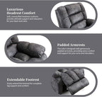 Massage Recliner Chair with Heat and Massage, Soft Fabric Ergonomic Manual Reclining Chairs, Heavy Duty Reclining Sofa Chair with Side Pockets for Living Room (D-Grey)