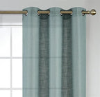 MIUCO Semi Sheer Curtains Poly Linen Textured Solid Grommet Curtains 95 Inches Long for Bedroom 2 Panels (2 x 37 Wide x 95" Long) Teal