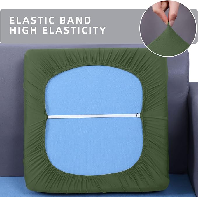 hyha Waterproof Couch Cushion Covers, Sectional Sofa Slipcovers Washable, L Shape Chaise Dog Couch Covers for Sectional Sofa, Universal Furniture Protector (1 Piece for Chaise XL, Bronze Green)