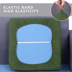 hyha Waterproof Couch Cushion Covers, Stretch Sofa Couch Seat Slipcover for Dog Washable, Non-Slip Waterproof Outdoor Cushion Covers for Patio Furniture Replacement (3 Pieces, Bronze Green)