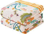 Boho Throw Blanket for Bed, 100% Cotton Soft Rustic Quilt Fall Blanket, 80" 90" Floral Printed Farmhouse Decor Bed Blankets, All Season Rustic Reversible Bohemian Throw Quilt