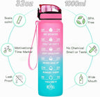 Enerbone Water Bottle, Leakproof BPA & Toxic Free, Motivational Water Bottle with Times to Drink and Straw, Fitness Sports Water Bottle with Strap for Office, Gym, Outdoor Sports
