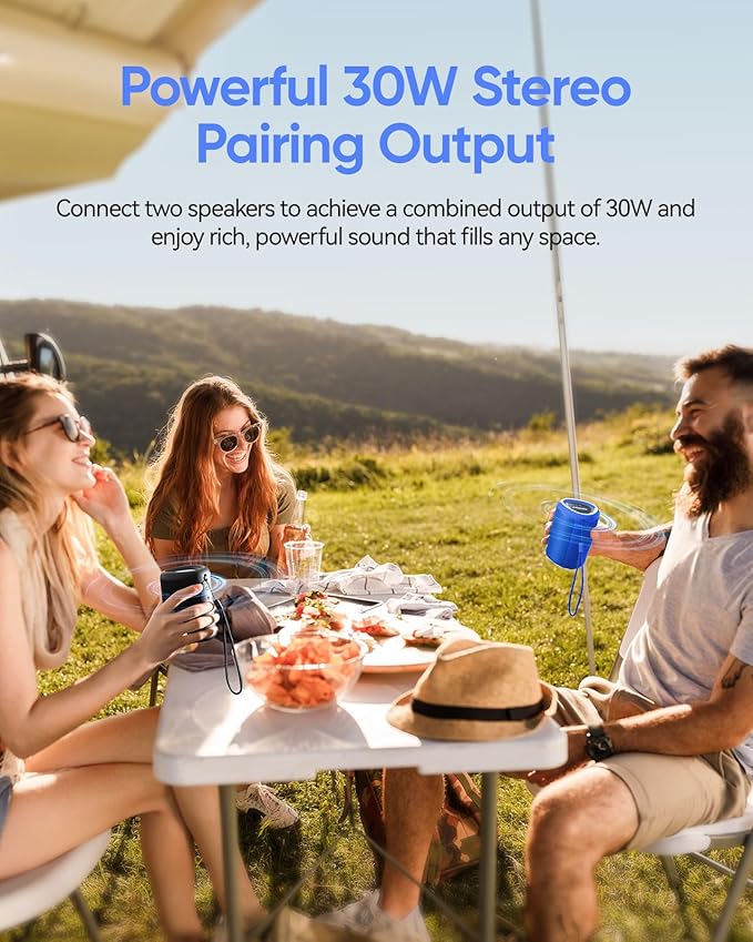 Portable Bluetooth Speaker with Lights, Stocking Stuffers, Powerful Crystal Clear Sound, IPX5 Waterproof, All Day Playtime, BT 5.3, TWS Paring, Small Wireless Speaker for Outdoor, White Elephant Gifts