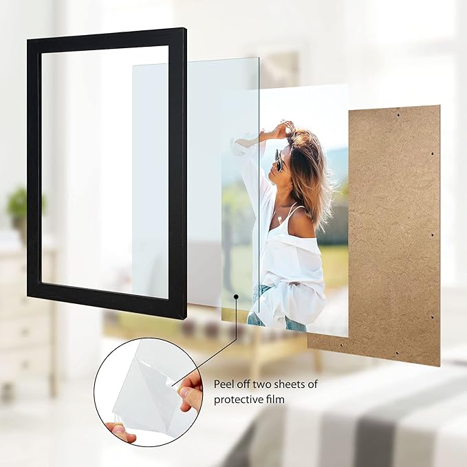 VCK Poster Frames 20x30 Black 3-Pack, Solid Wood Picture Frames for Wall Mounting Hanging Art and Puzzle Frame