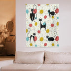 ICMOLYYENLO Abstract Cat Tapestry, Medieval Abstract Atomic Star Cat Vintage Home Wall Hanging Art Tapestry for Bedroom Living Room Dormitory 60x60 Inch