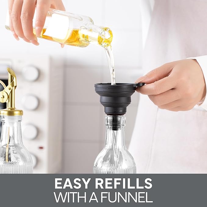 COOK WITH COLOR Glass Olive Oil Dispenser Bottle - 2 Pack, 17 oz Cruet - Elegant Carafe Decanter with Spout for Kitchen, Suitable for Vinegar, Coffee Syrups & Other Liquids