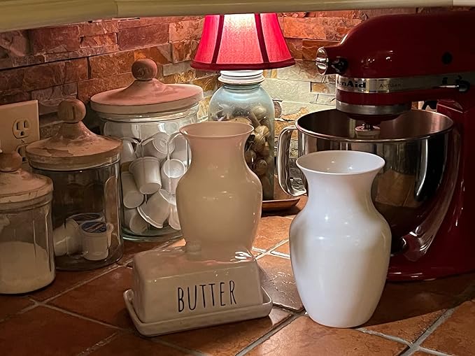 Floral Supply Online - 8" White Rose Vase and Flower Guide Booklet - Decorative Glass Flower Vase for Floral Arrangements, Weddings, Home Decor or Office.