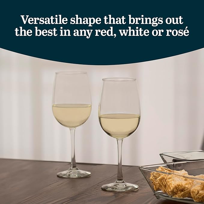 Libbey 7504 Vina Tall Wine Glasses Set, All Purpose Red and White Wine Glasses Set of 12, Professional Grade Glass Wine Glasses for Gatherings, Events