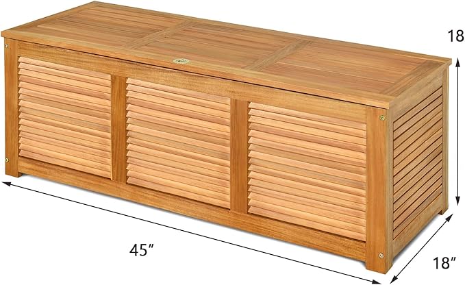 Tangkula 46 Gallon Acacia Wood Deck Box, Garden Backyard Storage Bench, Outdoor Storage Container for Patio Furniture Cushions and Gardening Tools (Natural)