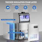Commercial Ice Maker Machine 110 LBS/24H, 36 Ice Trays Freestanding & Undercounter Ice Machine Stainless Steel with 20 LBS Ice Storage Capacity, Ice Maker with Water Line and Filter, Dual Water Inlet