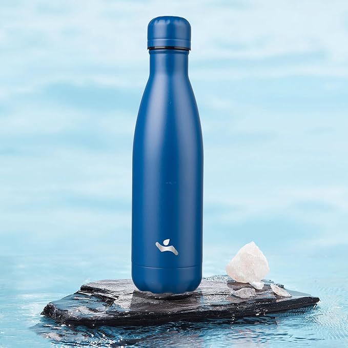 Insulated Water Bottles,17 oz Double Wall Stainless Steel Vacumm Metal Flask for Sports Travel,Blue