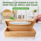 Individual Storage Bag Organizer for Kitchen Drawer, Bamboo with Foil and Plastic Wrap Organizer for Kitchen Organizers and Storage, for Gallon, Quart, Sandwich, Snack