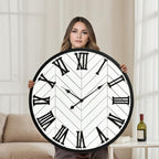 30 Inch Large Wall Clock Farmhouse Style - White Silent Non-Ticking Rustic Decor for Living Room, Kitchen, Bedroom