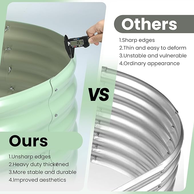 2 Pcs 6x3x1.5ft Oval Raised Garden Bed, Galvanized Raised Beds,Open-Ended Base Metal Raised Planter Beds,Garden Bed Outdoor,Planter Raised Boxes for Vegetables, Flowers,Tool-Free Asse,Green