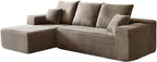 HYJT-H&K Modular Sectional Sofa Cloud Couch, 107" Comfy L Shaped Sectional Couches for Living Room, Deep Seat Memory Foam Plush Fluffy Corduroy Boneless Couch Sectionals Left Facing Sofa Chaise Brown