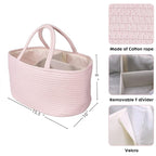 Large Baby Diaper Caddy Organizer for Girl Boy Rope Nursery Storage Bin Basket Portable Holder Tote Bag for Changing Table Car Travel Baby Shower Gifts Newborn Essentials Registry Must Haves Pink