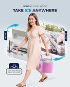 EUHOMY Countertop Ice Maker Machine with Handle, 26lbs in 24Hrs, 9 Ice Cubes Ready in 6 Mins, Auto-Cleaning Portable Ice Maker with Basket and Scoop, for Home/Kitchen/Camping/RV. (Pink)