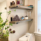 Rustic Shelves with J-Brackets Set of 2, Industrial Shelf, Kitchen Shelves, Solid Wood, Decorative Wall Storage, Heavy Duty, URBANDI (Grey, 24Wx12D)