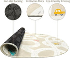 STARUIA Large Kids Rug for Playroom, 4'x6' Washable Road Rug for Nursery, Non-Slip Car Rugs for Boys Room, Tan Traffic Classroom Rugs Soft Baby Play Mat for Dorm Toy Room Tent
