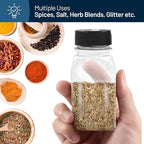 RoyalHouse 12 Pack 9.5 Oz Plastic Spice Jars with Black Cap, Clear and Safe Plastic Bottle Containers with Shaker Lids for Storing Spice, Herbs and Seasoning Powders, BPA Free, Made in USA