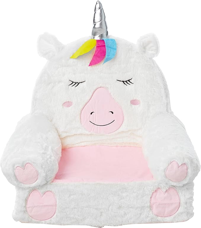 Amazon Basics Children's Plush Toddler Chair, Unicorn, Medium, Multicolor