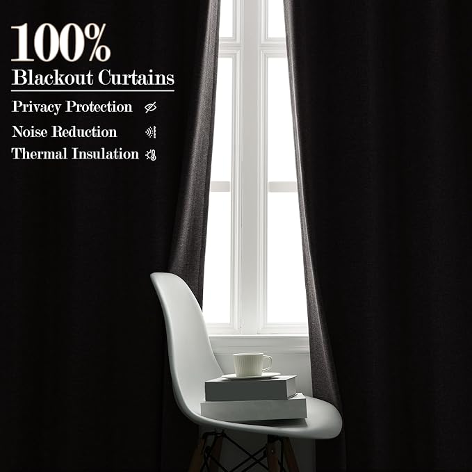 100" W x 84" L Faux Linen Room Divider Curtains, Full Blackout Pinch Pleated Drapes for Traverse Rod, Bedroom Divider Privacy Drapery with Hooks for Ceiling Track, 1 Panel, Browish Grey