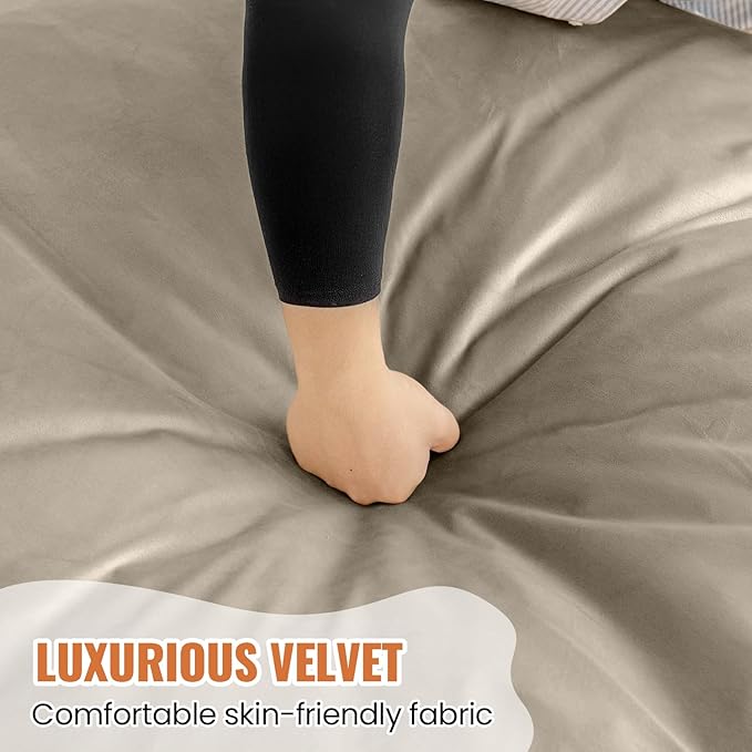 4FT Bean Bag Chair: Bean Bag with Velvet Cover, Fluffy and Comfy Bean Bag Chairs for Adults and Kids, Bean Bag Sofa Filled with High-Density Sponge for Gaming (Light Grey)