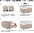 OIAHOMY 3 Pack Storage Baskets for Organizing, 13''X9.85''X8.7'' Storage Bins,Woven Basket with Handles, Toy Storage Bin,Stylish Room Decor Basket, white & Brown variegated