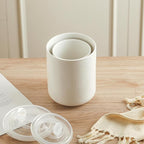 Food Storage Containers with Airtight Lids: Ceramic Canister Sets for Kitchen Countertop - Porcelain Jar for Coffee Tea Flour Sugar Rice Cookies Candy - White (23+42 oz)