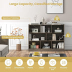 Tangkula 8-Cube Bookcase, Wood 3 Tier Open Storage Bookshelf, Modern Multipurpose Display Cabinet for Living Room, Study, Reading Nook, 48 x 12.5 x 36.5 Inch, Grey
