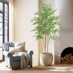 Tall UV Resistant Ficus Tree Artificial，7ft(84in) Realistic Texture Potted Faux Ficus Tree， Fake Trees Indoor Outdoor for Home Office Living Room Bedroom Foyer Porch Decor.