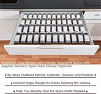 Bamboo Spice Rack Drawer Organizer - 8 Pieces Set- 11" Wide Per Piece - Combine Pieces Into 22" Wide Rack (11" or 22")
