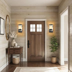 Wall Sconce Light,Bear Metal Cream Parchment Farmhouse Wall Sconces Set of Two,Rustic Black Matte Hallway Sconces Wall Lighting,Vintage Wall Mount Lamp,Wall Lights for Living Room,Bedroom