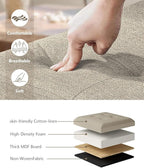 15 Inches Small Folding Storage Ottoman Cube, Storage Footrest, Foot Rest Stool, for Living Room, Bedroom, Dorm, Hallway, Entryway, Sandy Beige