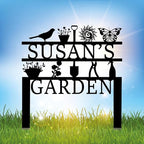 Personalized Garden Sign, Custom Garden Tools Sign with Stakes, Garden Sign with Last Name, Personalized Flower Garden Name Sign, Yard Sign, Lawn Sign, Custom Family Name Garden Sign, Farmhouse Decor