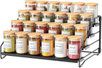 RCHYFEED Spice Rack Organizer for Cabinet Pantry,4 Tier Spice Rack Countertop, Depth Adjustable Spice Organization for Cabinet,Tierd Seasoning Organizer for Cabinet(Black, 1Pack)