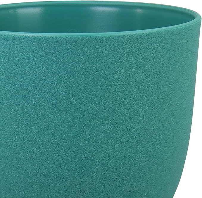 9/8/7.5 inch Flower Pots, 3 Pack Modern Plastic Planters with Drainage Holes and Trays for House Plants, Plant Pots for Indoor Outdoor Plants, Blue Green