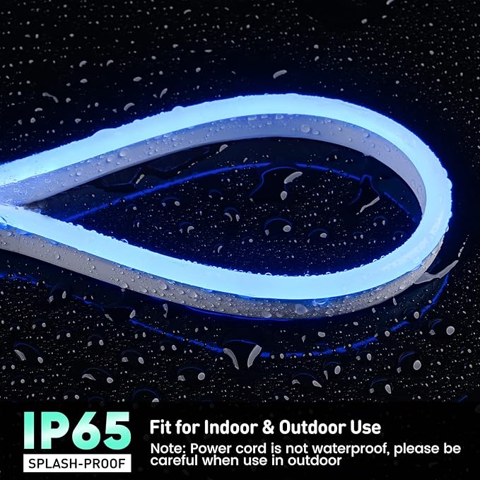 GZBtech Flexible LED Neon Rope Lights 50FT,AC 110-120V Waterproof Strip Light, 120 LEDs/M Cuttable Connectable Neon Lighting for Indoor Outdoor Home Decor/Commercial Building Use-Blue 15M