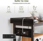 IRONCK Console Table, Sofa Table with Power Outlet, Farmhouse Hallway Table for Entryway, Living Room, Height Adjustable, Easy Assembly, Vintage Black,55"