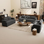 Sofa, 63” Comfy Loveseat Sofa with Deep Seats, Couch for Living Room, Modern Sleeper Couch, Dark Grey Chenille