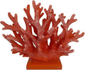 5.8" H Red Orange Coral Decor - Resin Coral Statue, Nautical Decor for Home, Bedroom, Bathroom, Living Room, Ocean Themed Cabinet Shelf Tabletop Decoration