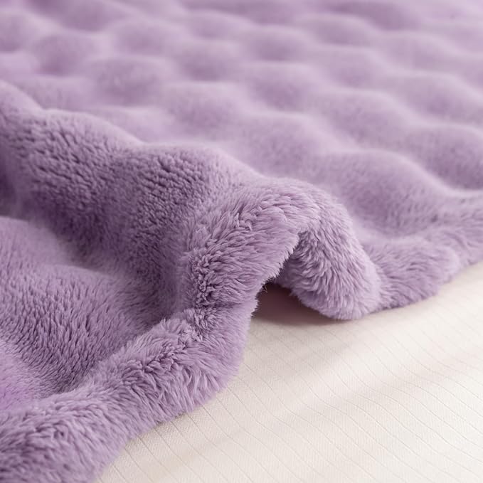 YUSOKI Luxury 3D Bubble Throw Blanket 2lb,All Ages,Home Decoration, (Lilac Purple,50 * 60inches)
