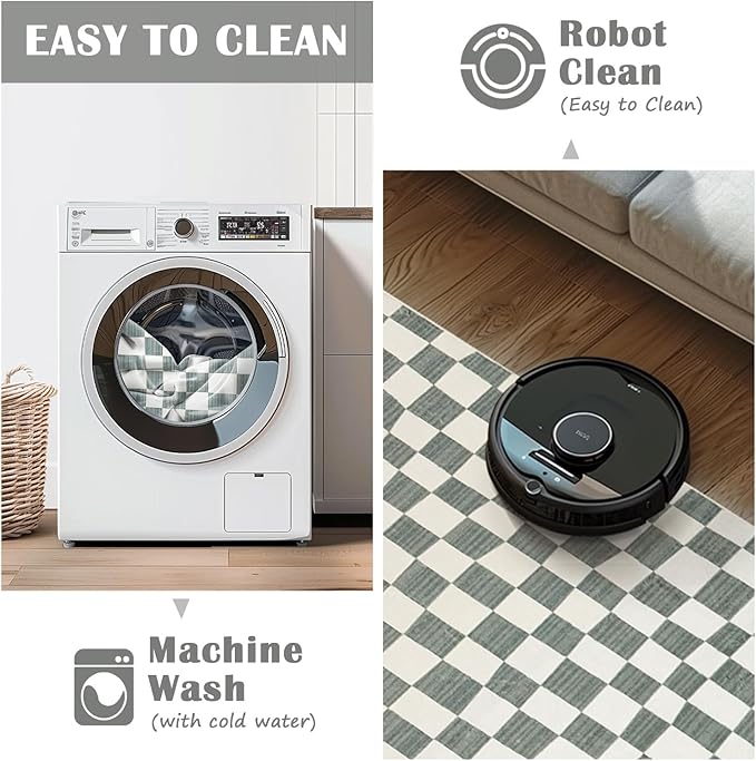 jinchan 2x3 Kids Area Rug Washable Indoor Entryway Doormat Modern Checkered Geometric Lattice Small Rug Non Slip Soft Carpet for Nursery Room Bedroom Bathroom Home Grey